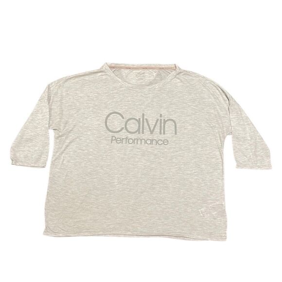 Calvin Klein Performance Cropped Logo Top Light Gray Medium - Picture 1 of 7